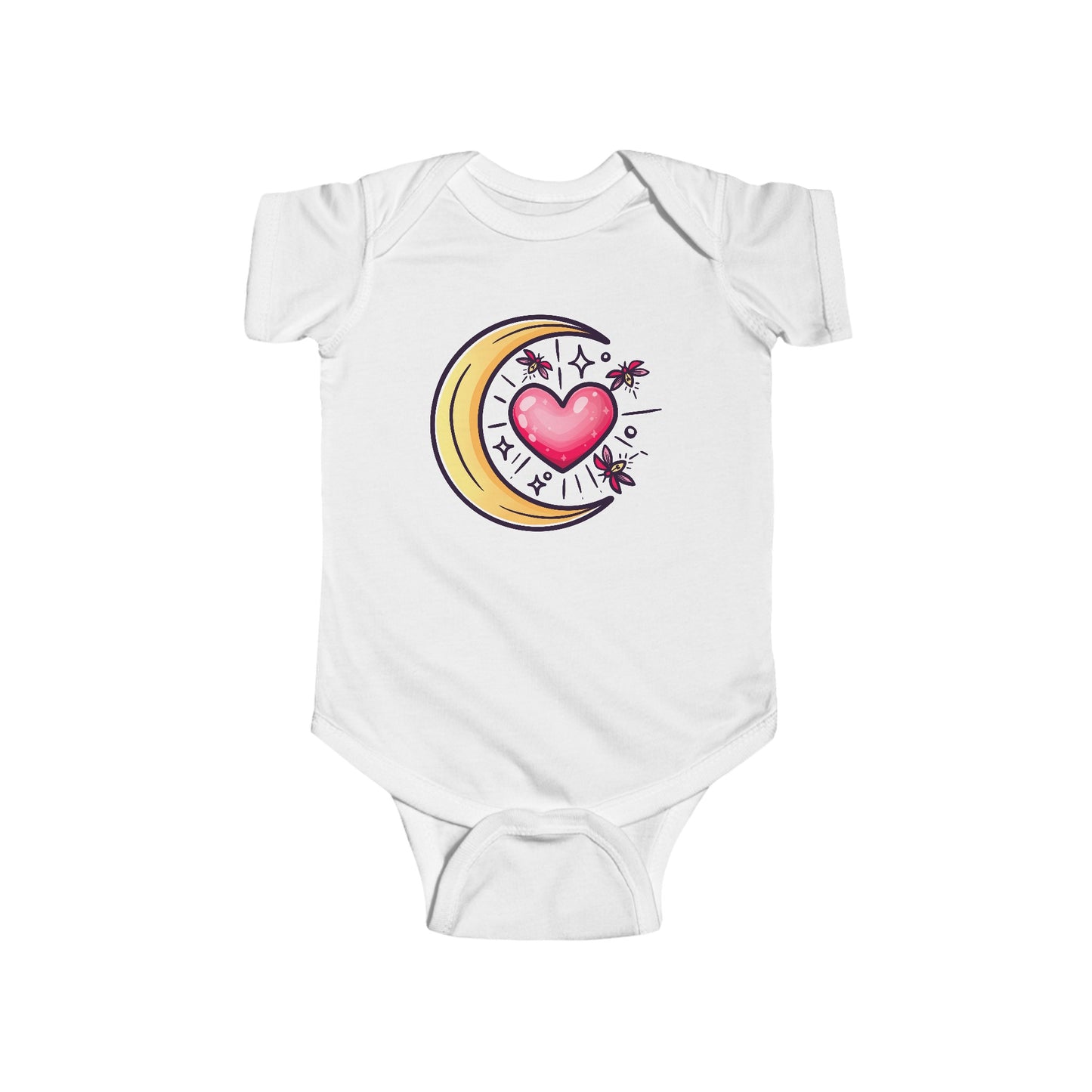 Moon Heart Love Bug Baby Onesie, Curiosities, Oddities, Alt Baby Onesie, Goth Baby, Gothic Baby, Goth Kids, Gothic Kids