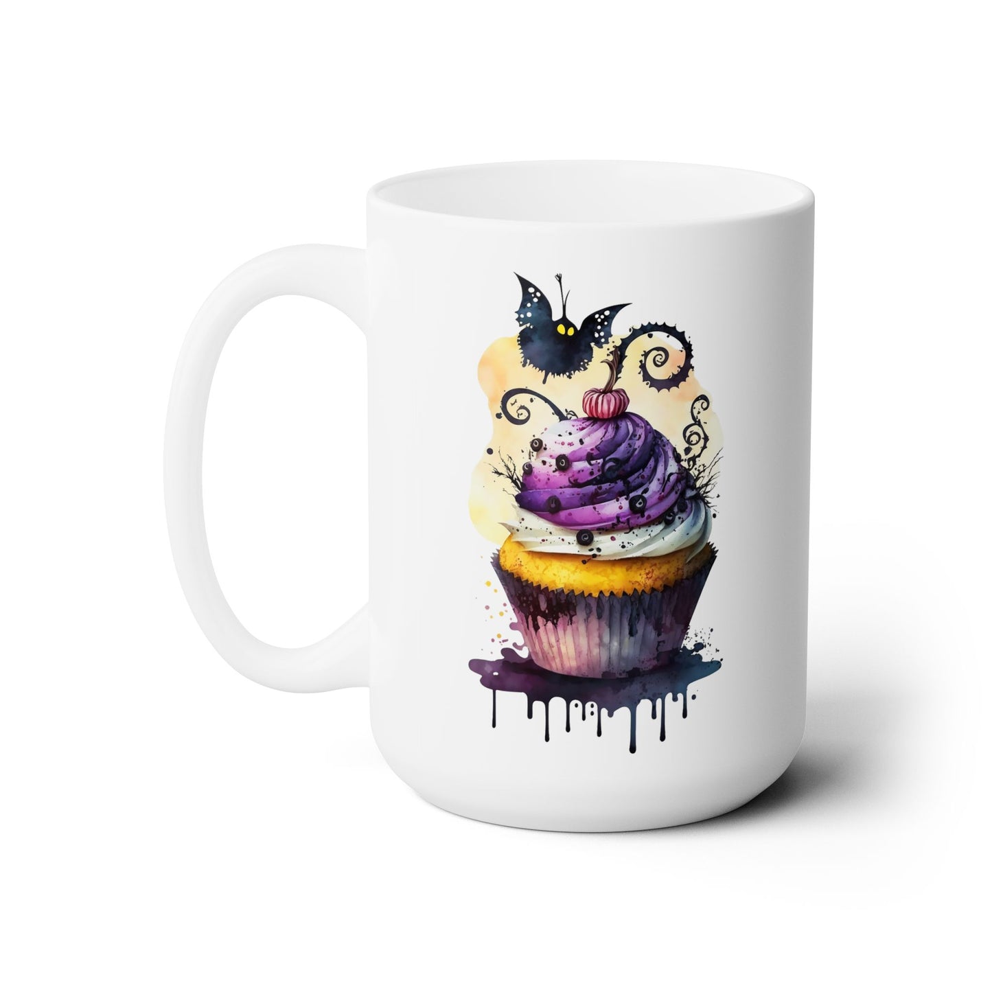 Spooky Bat Cupcake Ceramic Mug 15oz