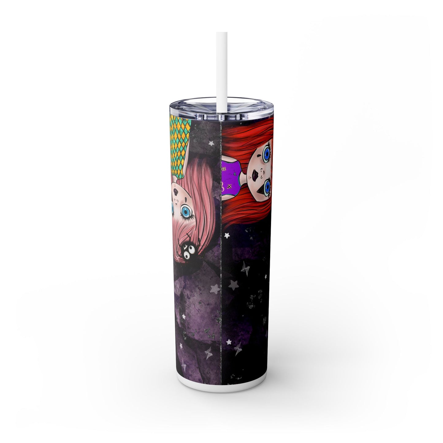 Spooky Little Goth Girls Skinny Tumbler with Straw, 20oz