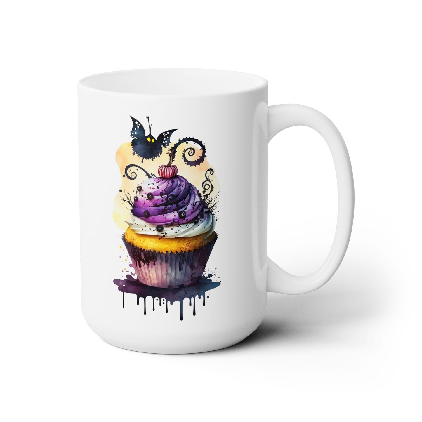 Spooky Bat Cupcake Ceramic Mug 15oz