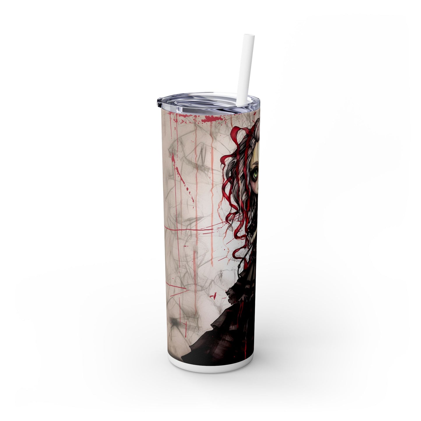 Little Goth Girl Skinny Tumbler with Straw, 20oz