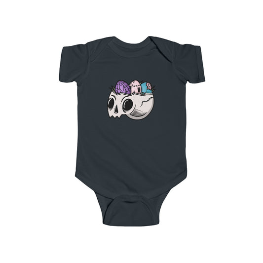 Dark Easter Bunny Skull  & Eggs Infant Fine Jersey Bodysuit, Baby Onesie