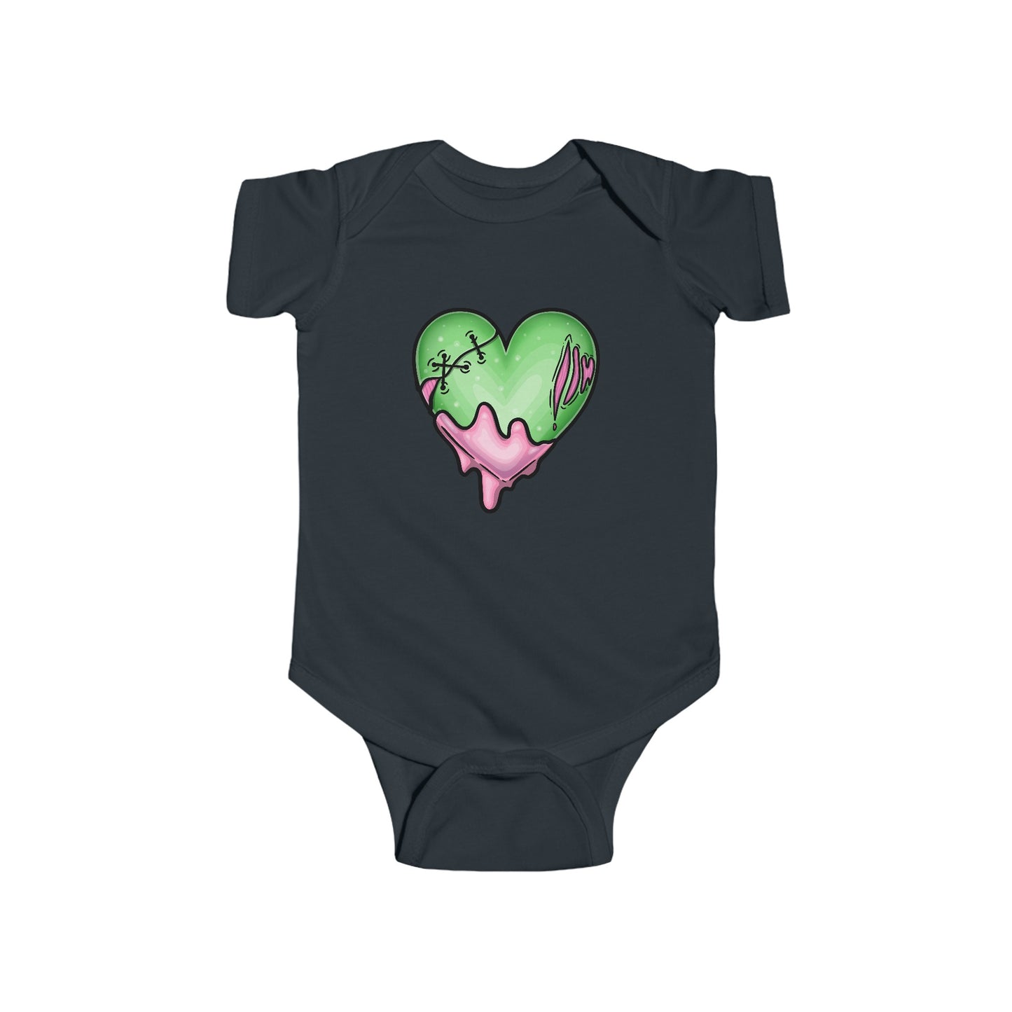 Spooky Valentine Zombie Oozing Heart Infant Fine Jersey Bodysuit