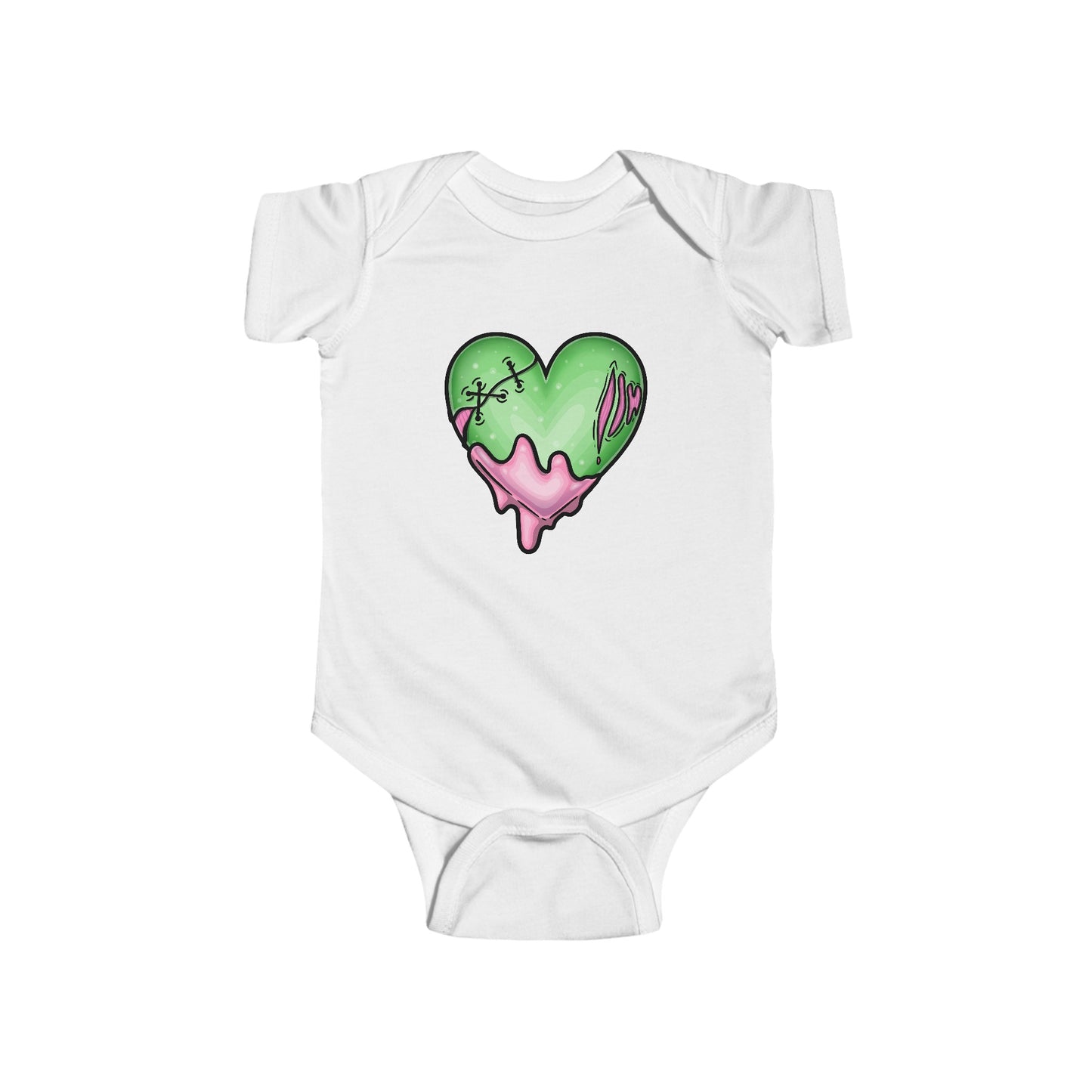 Spooky Valentine Zombie Oozing Heart Infant Fine Jersey Bodysuit