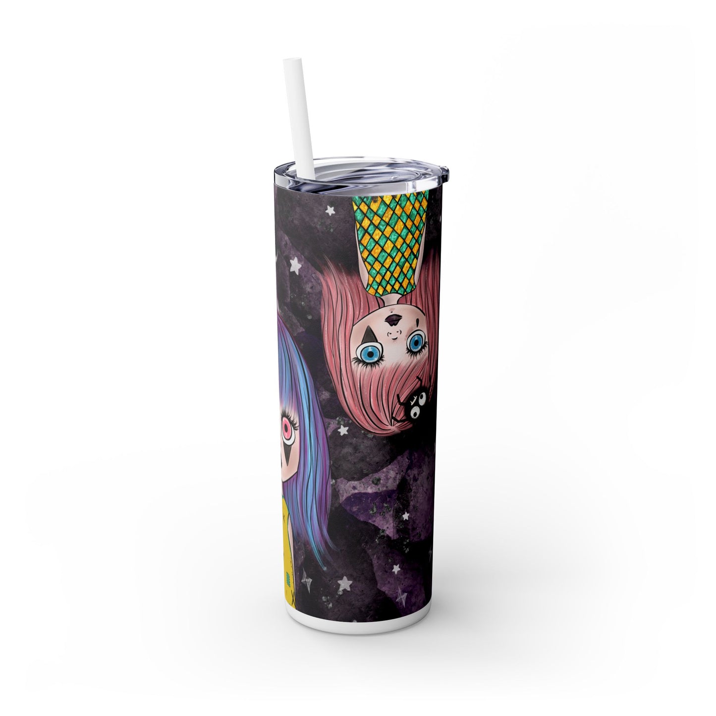 Spooky Little Goth Girls Skinny Tumbler with Straw, 20oz