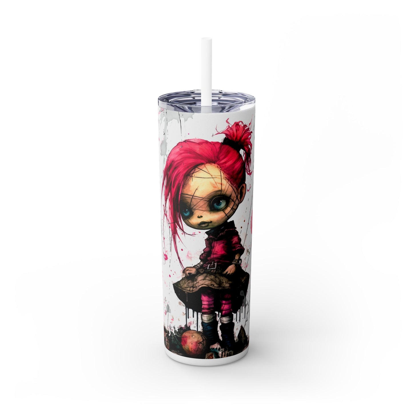 Little Goth Girl Skinny Tumbler with Straw, 20oz