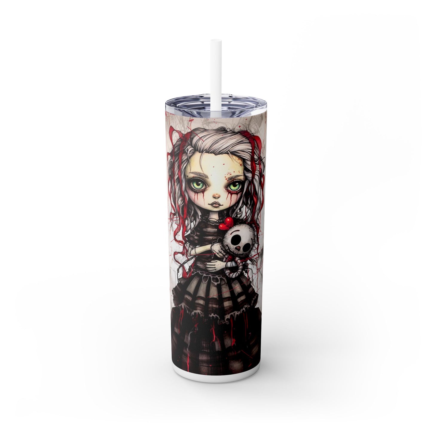 Little Goth Girl Skinny Tumbler with Straw, 20oz