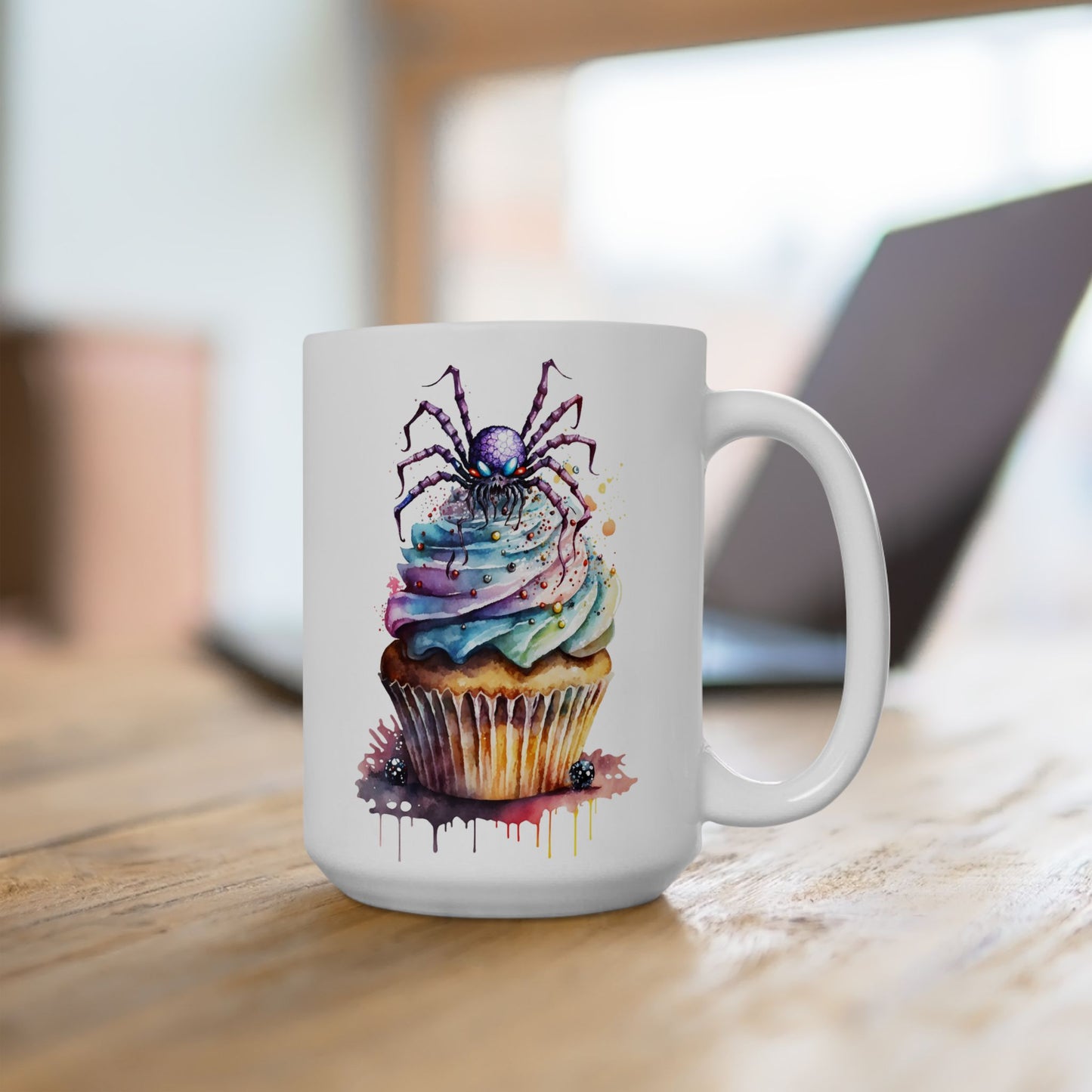 Spooky Spider Cupcake Ceramic Mug 15oz