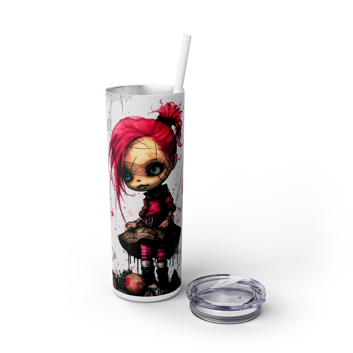 Little Goth Girl Skinny Tumbler with Straw, 20oz