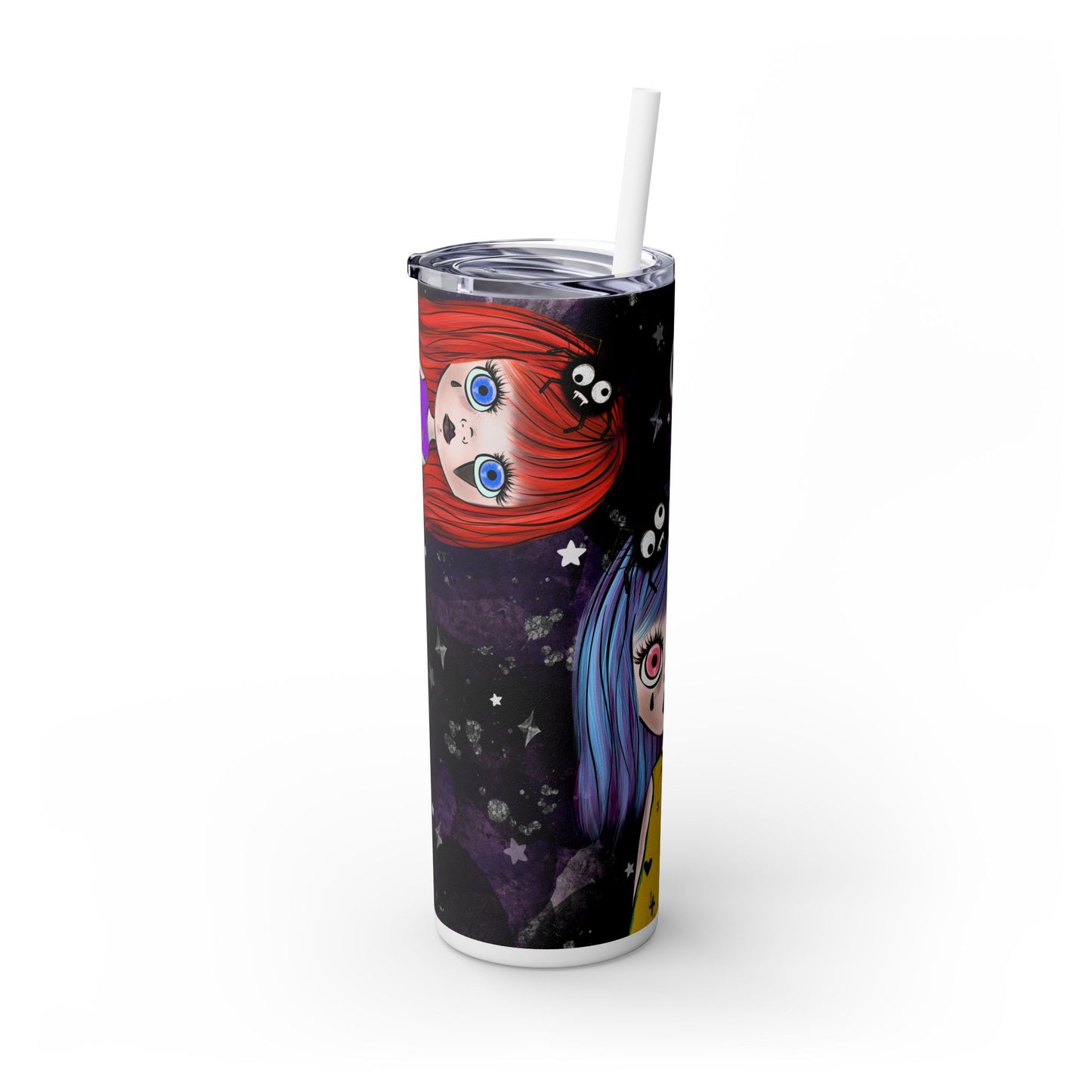 Spooky Little Goth Girls Skinny Tumbler with Straw, 20oz