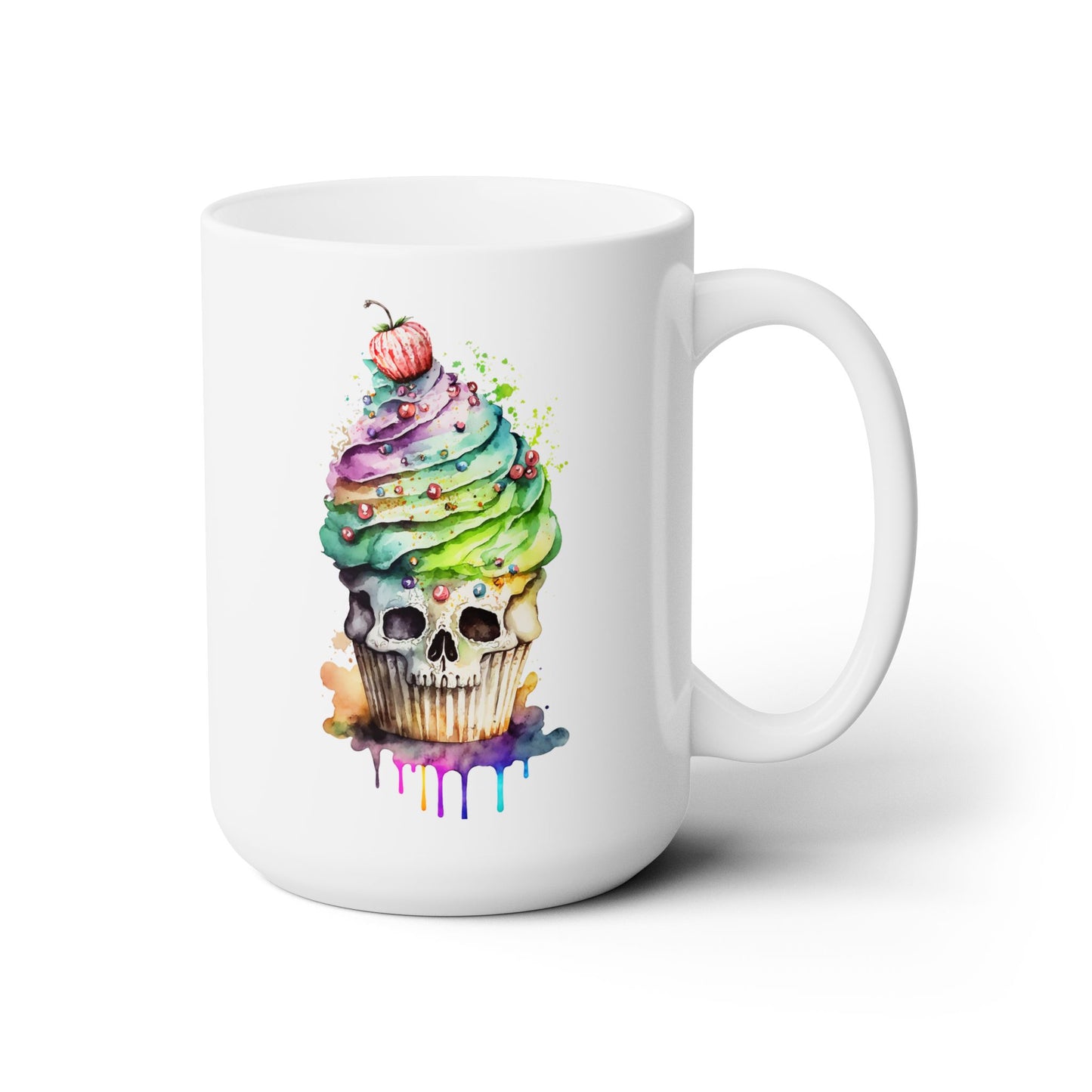 Spooky Skull Cupcake Ceramic Mug 15oz