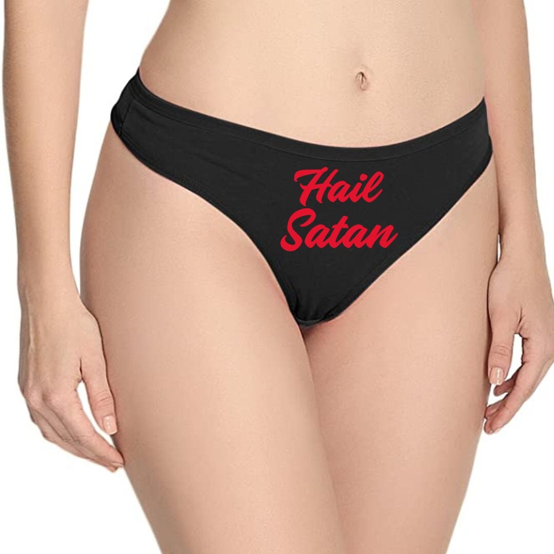 Hail Satan Thong, Panties, Gothic Thong, Goth Thong, Gothic Fashion, Funk Rock Thong, Thong Panties, 666 Thong