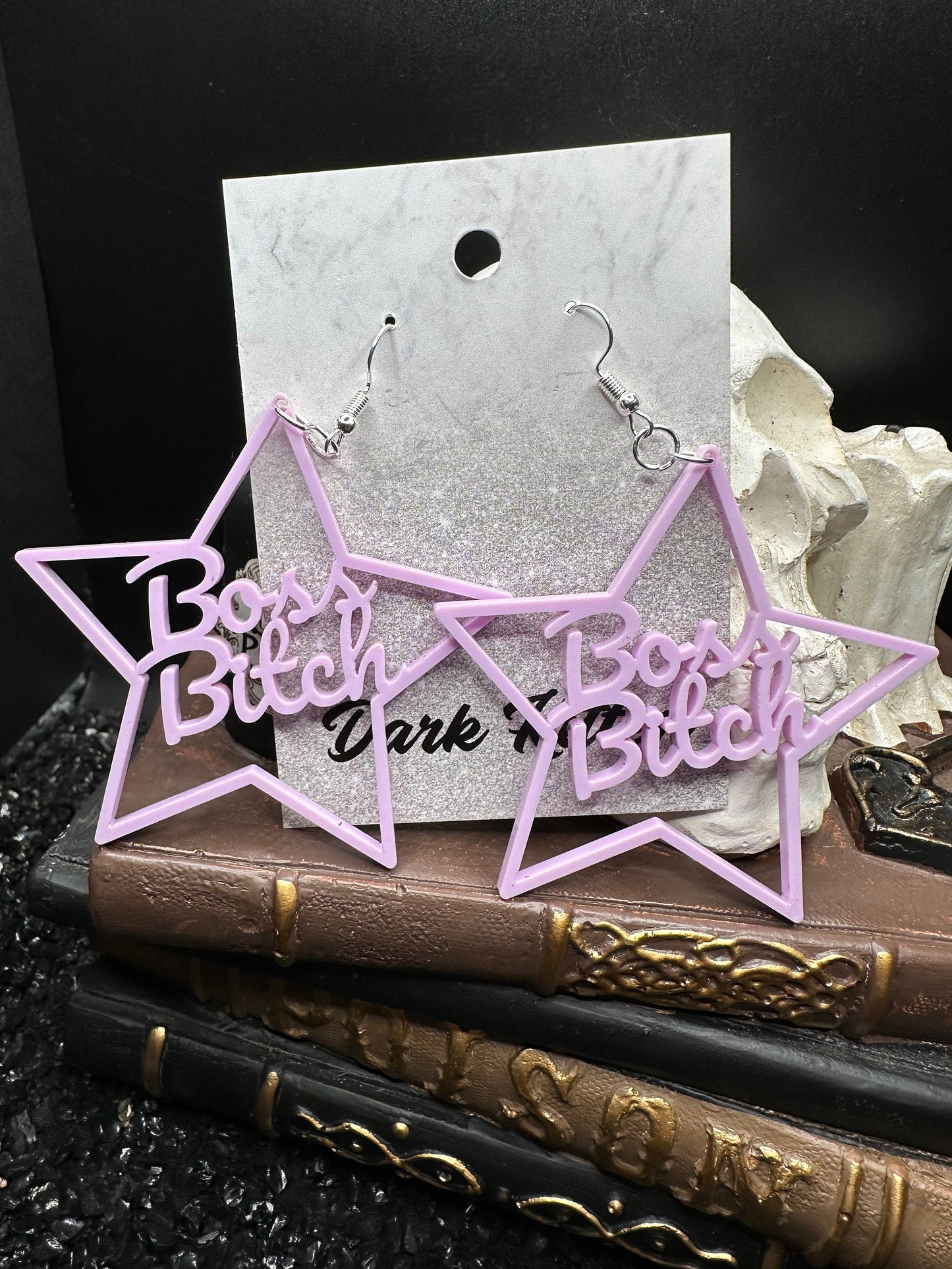 Boss Bitch Violet Acrylic Earrings