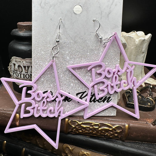 Boss Bitch Violet Acrylic Earrings