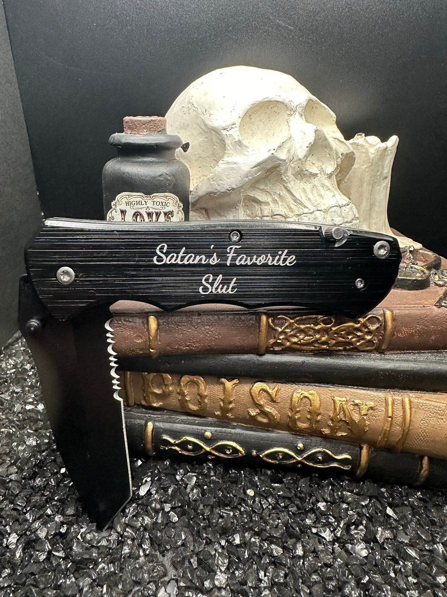 Satan's Favorite Slut Pocket Knife, Personalized Knife, Personalized Knives, Engraved Pocket