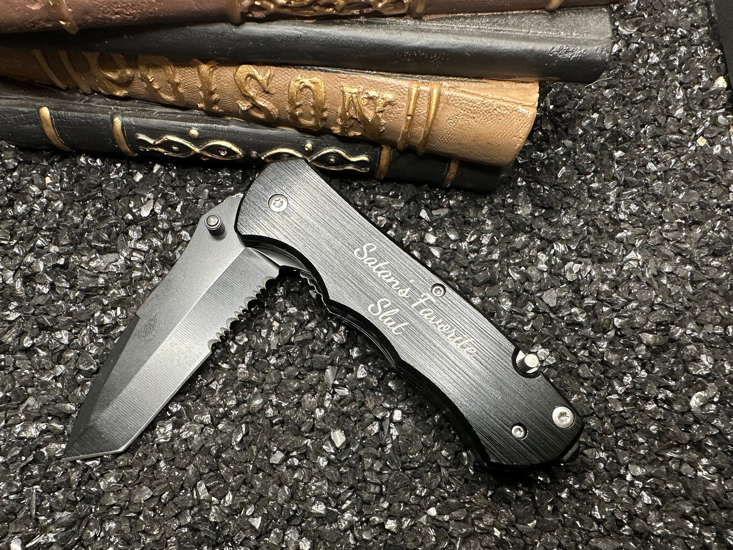 Satan's Favorite Slut Pocket Knife, Personalized Knife, Personalized Knives, Engraved Pocket