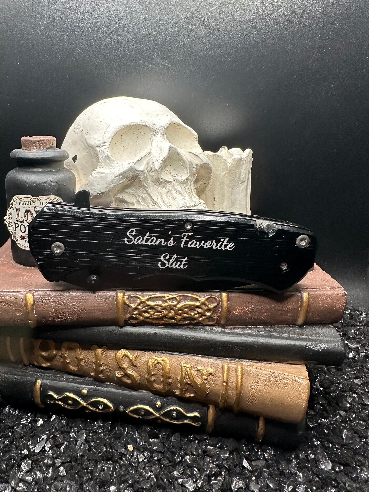 Satan's Favorite Slut Pocket Knife, Personalized Knife, Personalized Knives, Engraved Pocket